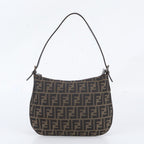 Fendi Zucca Leather Shoulder Bag Tote Hand Brown