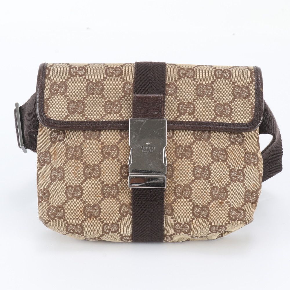 Gucci GG Canvas Leather Belt Bag Crossbody Body Waist Pouch — view 2