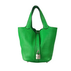 Hermes Handbag Picotin Lock PM Bamboo Taurillon Clemence Silver
