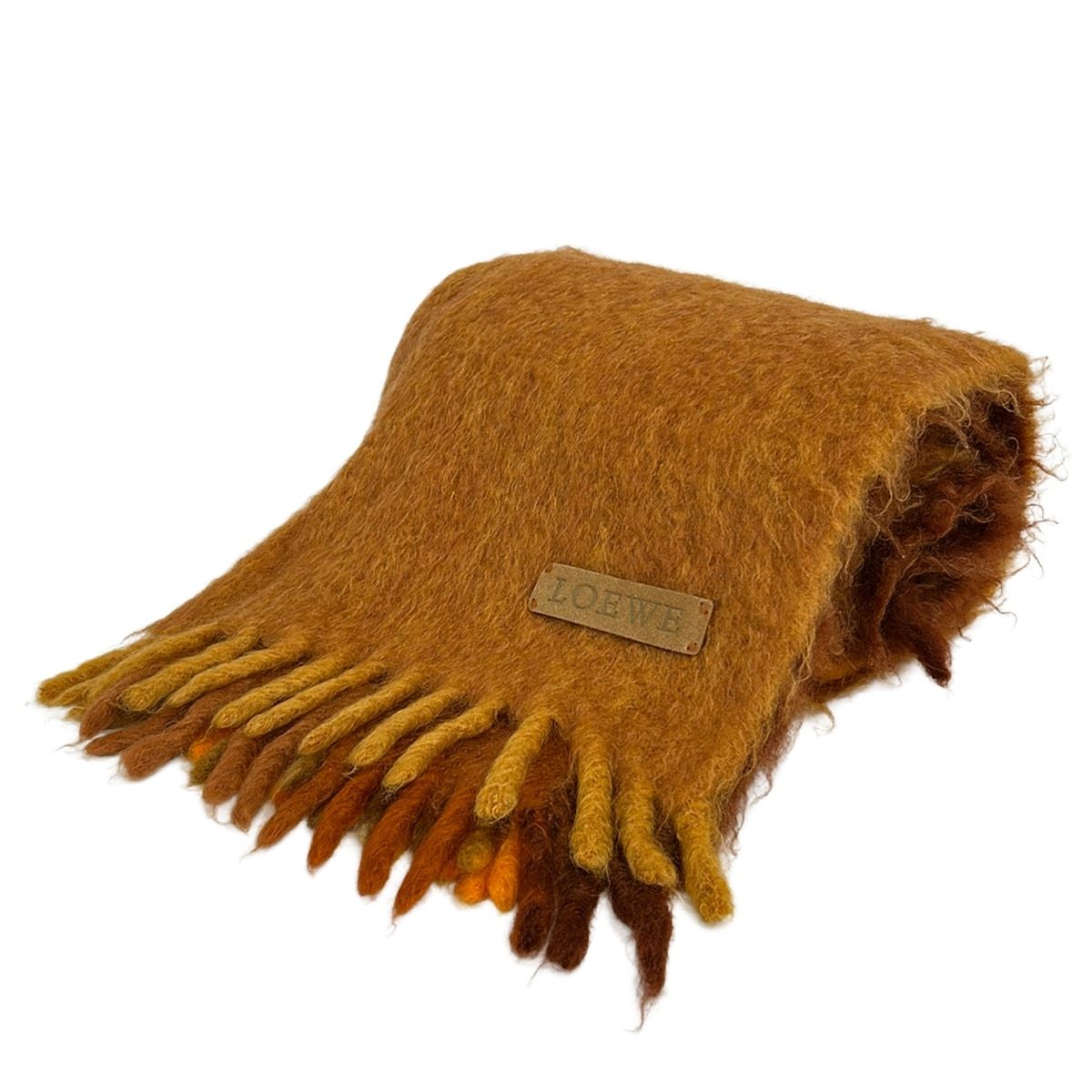 Loewe Shawl Orange Brown Dark Large Wool Scarf