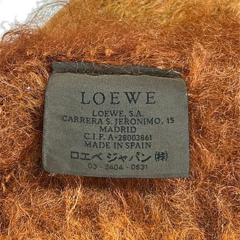Loewe Shawl Orange Brown Dark Large Wool Scarf — view 3