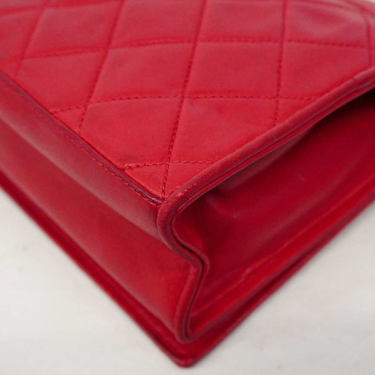 Chanel Shoulder Bag Quilted Lambskin Red Gold — view 6