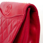 Chanel Shoulder Bag Quilted Lambskin Red Gold — view 7