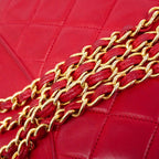 Chanel Shoulder Bag Quilted Lambskin Red Gold — view 8