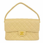 Chanel Shoulder Bag Quilted Face Lambskin Beige Gold