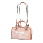 Chanel Handbag Deauville Canvas Pink Silver 2-Way Bag