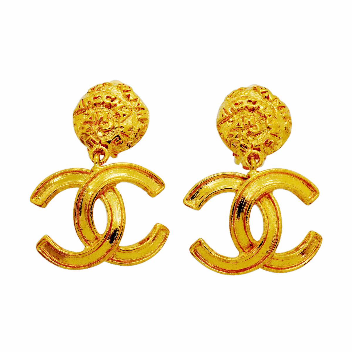 Chanel Earrings Vintage CC Logo Gold Plated