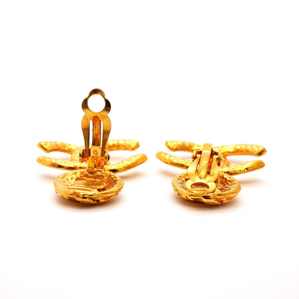 Chanel Earrings Vintage CC Logo Gold Plated — view 3