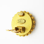 Chanel Earrings Vintage CC Logo Gold Plated Black — view 4
