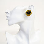 Chanel Earrings Vintage CC Logo Gold Plated Black — view 5