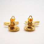 Chanel Earrings Vintage CC Logo Quilted Gold Plated — view 8