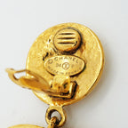 Chanel Earrings Vintage CC Logo Quilted Gold Plated — view 4