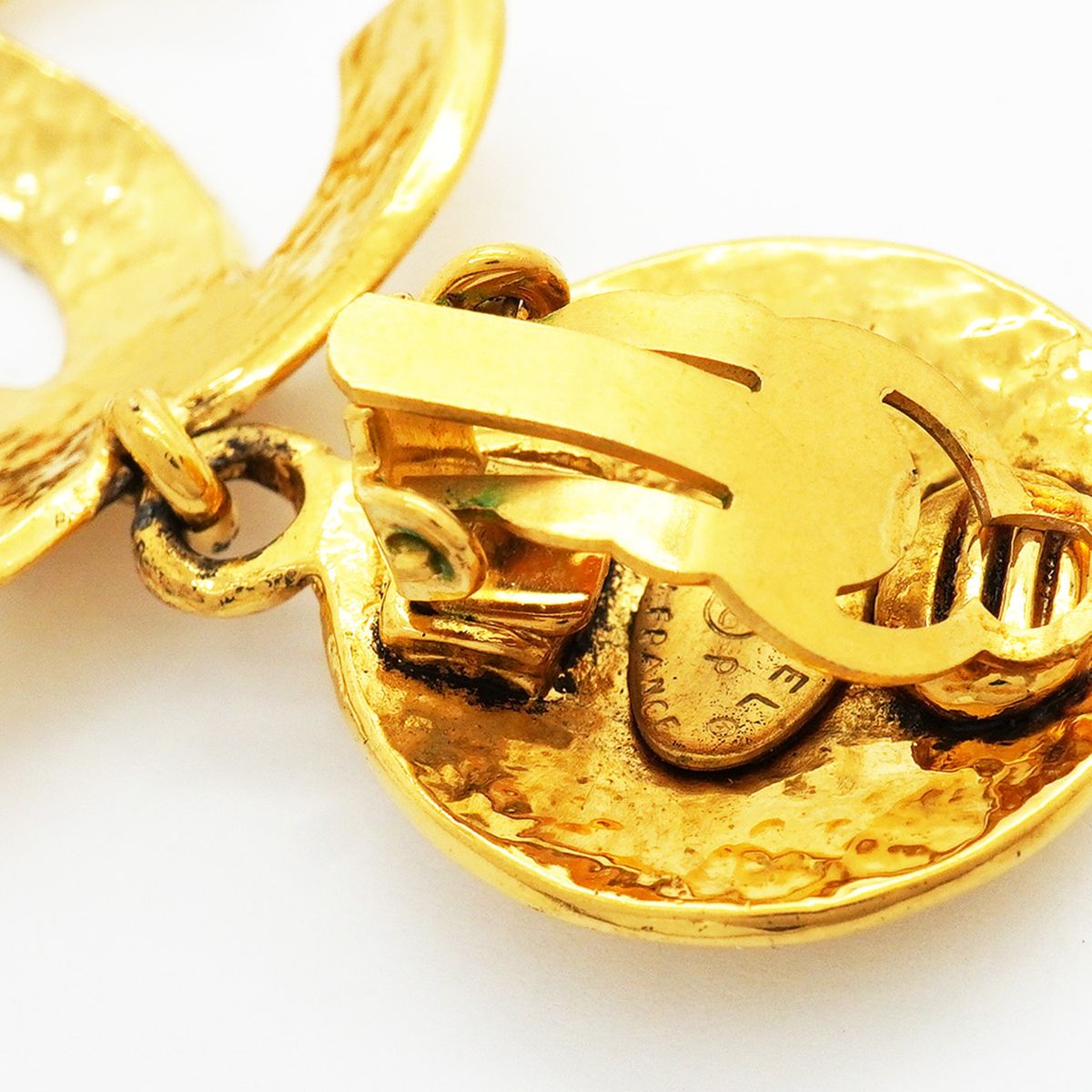 Chanel Earrings Vintage CC Logo Quilted Gold Plated — view 7