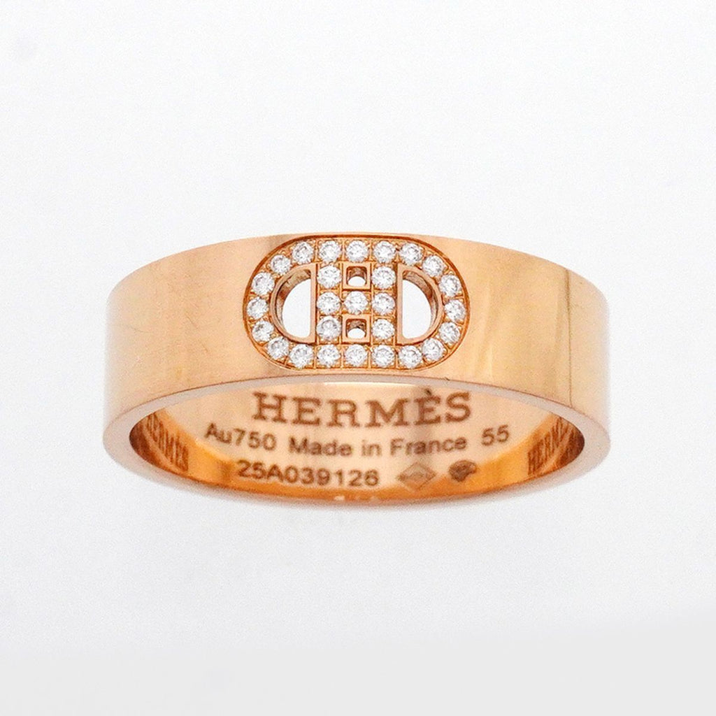 Hermes Ring H D'ancre 18k Pink Gold Diamond — view 2