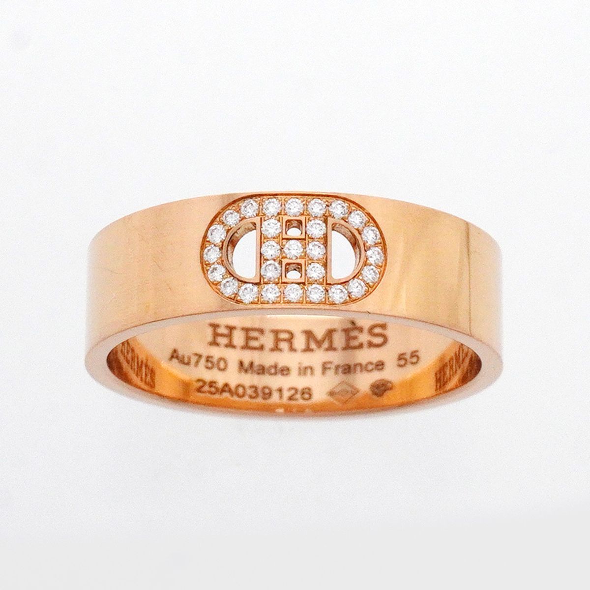 Hermes Ring H D'ancre 18k Pink Gold Diamond — view 2