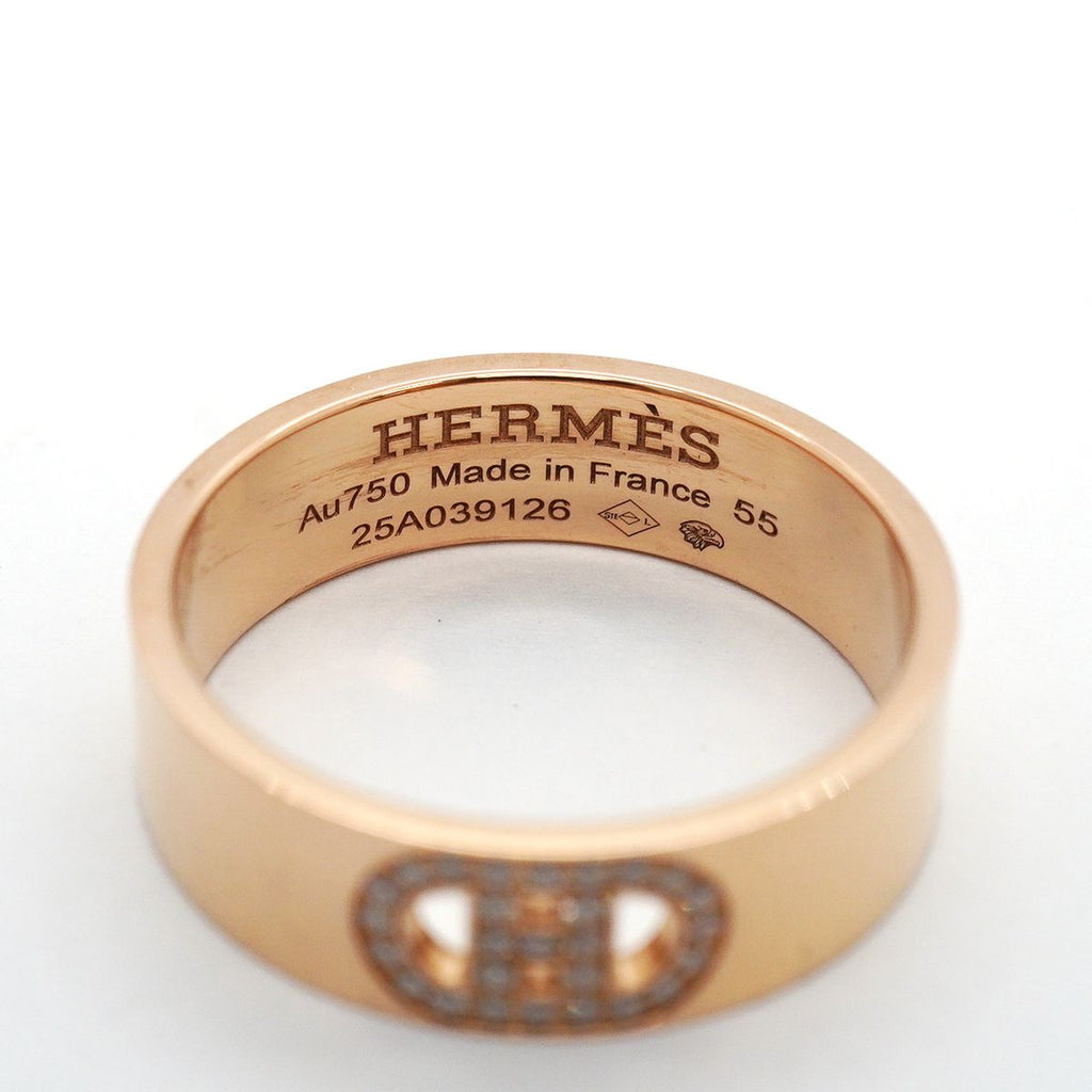 Hermes Ring H D'ancre 18k Pink Gold Diamond — view 4