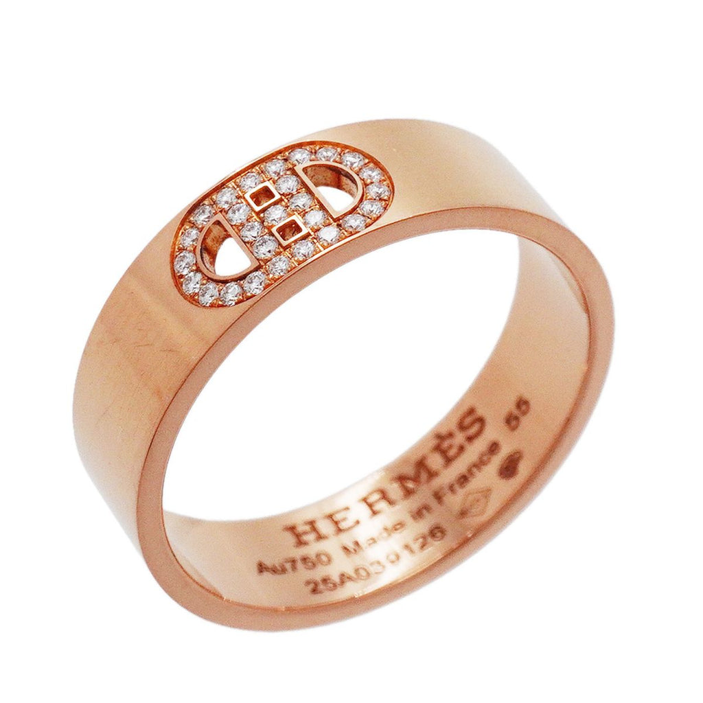 Hermes Ring H D'ancre 18k Pink Gold Diamond