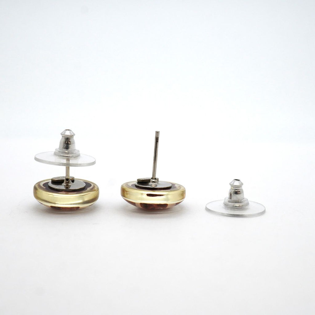 Chanel Earrings CC Logo Camellia Metal Silver Pink Wine — view 3