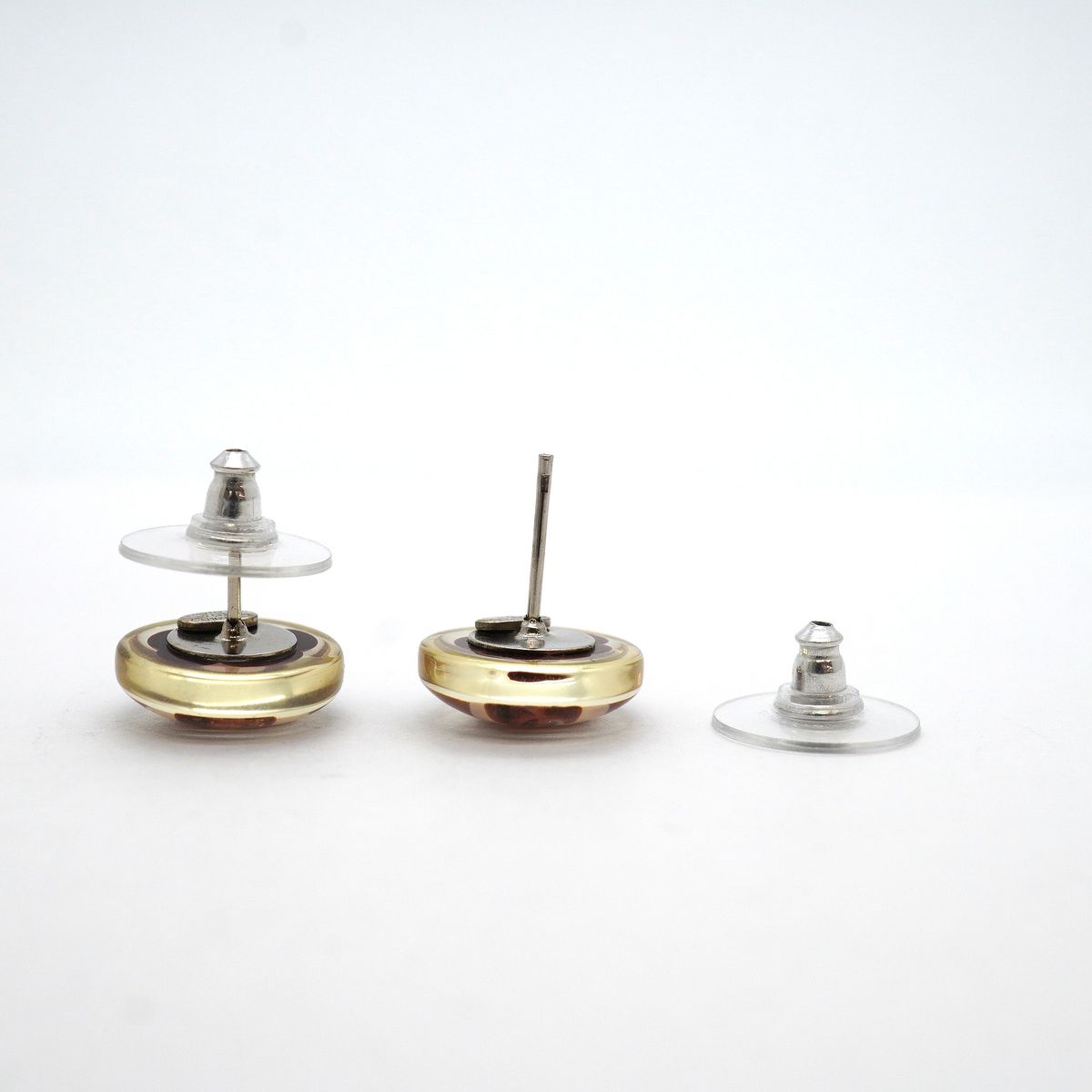 Chanel Earrings CC Logo Camellia Metal Silver Pink Wine — view 3