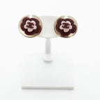 Chanel Earrings CC Logo Camellia Metal Silver Pink Wine — view 2