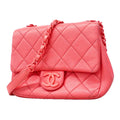 Chanel Shoulder Bag Mini Quilted Caviar Leather Pink Silver