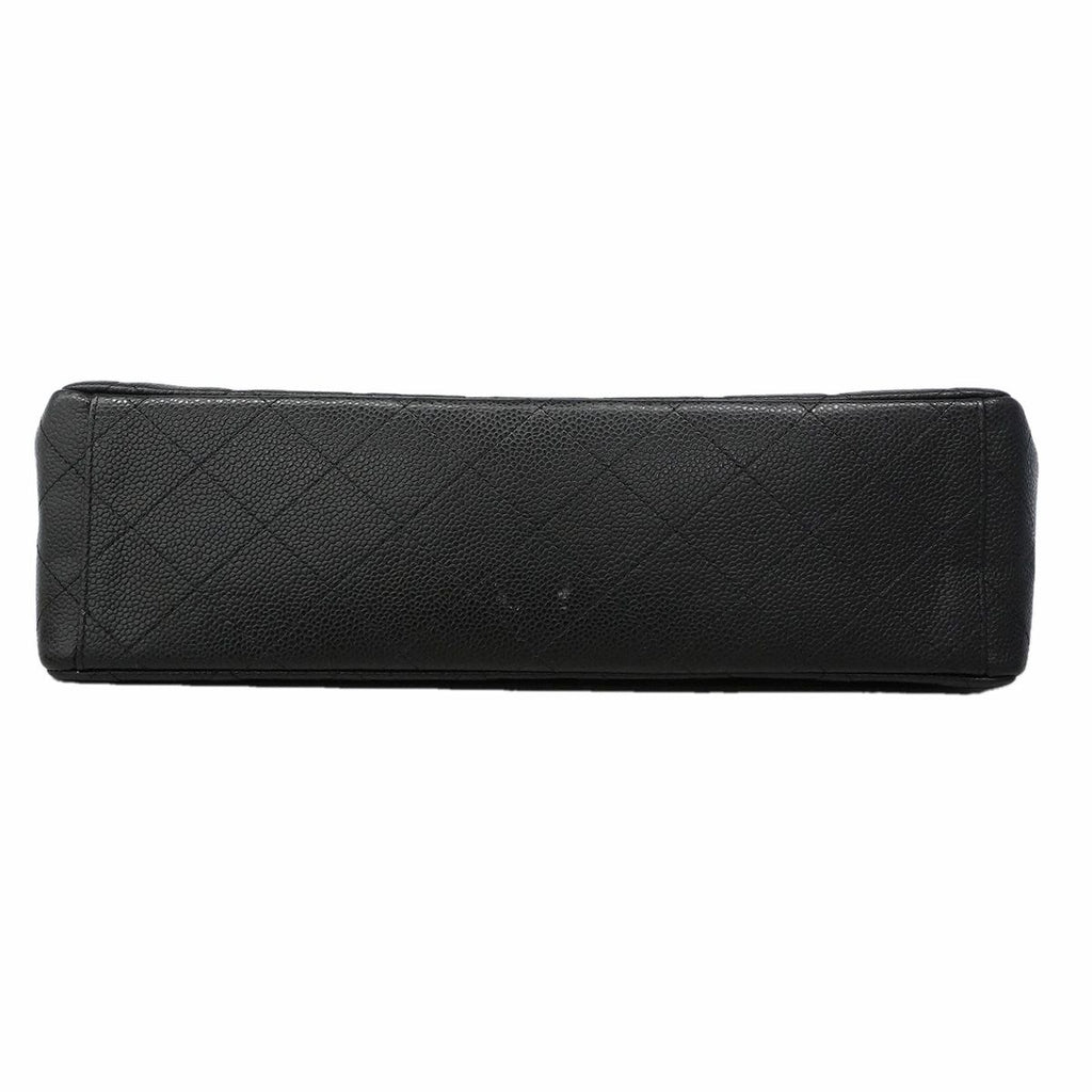 Chanel Shoulder Bag Maxi Quilted Caviar Leather Black Silver — view 3