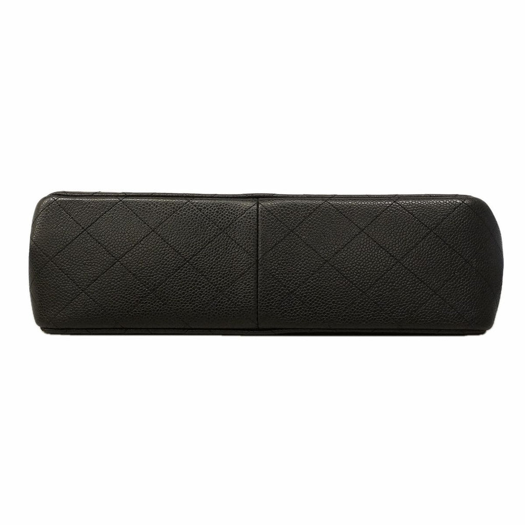 Chanel Shoulder Bag Maxi Quilted Caviar Leather Black Silver — view 3