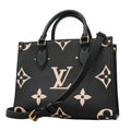 Louis Vuitton Handbag Monogram Empreinte Bicolor on the Go PM Black Beige 2-Way