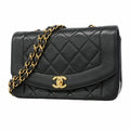 Chanel Shoulder Bag Diana Lambskin Black Gold