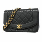 Chanel Shoulder Bag Diana Lambskin Black Gold