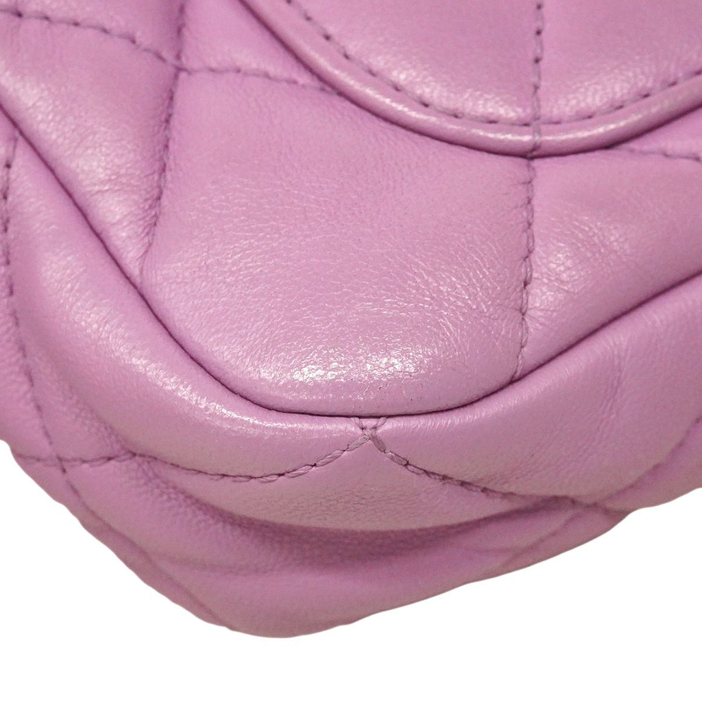 Chanel Shoulder Bag Mini Quilted Lambskin Purple Gold — view 8