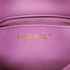 Chanel Shoulder Bag Mini Quilted Lambskin Purple Gold — view 5