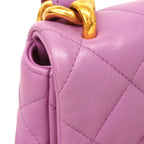 Chanel Shoulder Bag Mini Quilted Lambskin Purple Gold — view 7