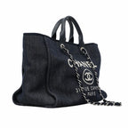 Chanel Chain Tote Deauville Denim Navy Silver 2-Way — view 2