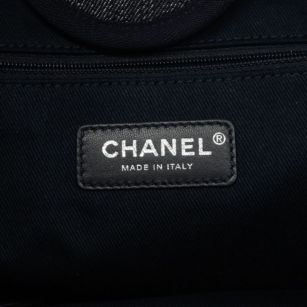 Chanel Chain Tote Deauville Denim Navy Silver 2-Way — view 5