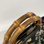 Gucci Tote GG Blooms Bamboo Canvas Black Multicolor Champagne Gold 2-Way — view 7