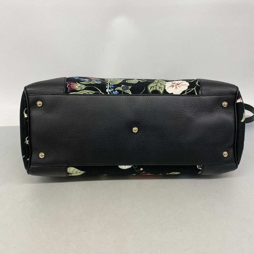 Gucci Tote GG Blooms Bamboo Canvas Black Multicolor Champagne Gold 2-Way — view 3