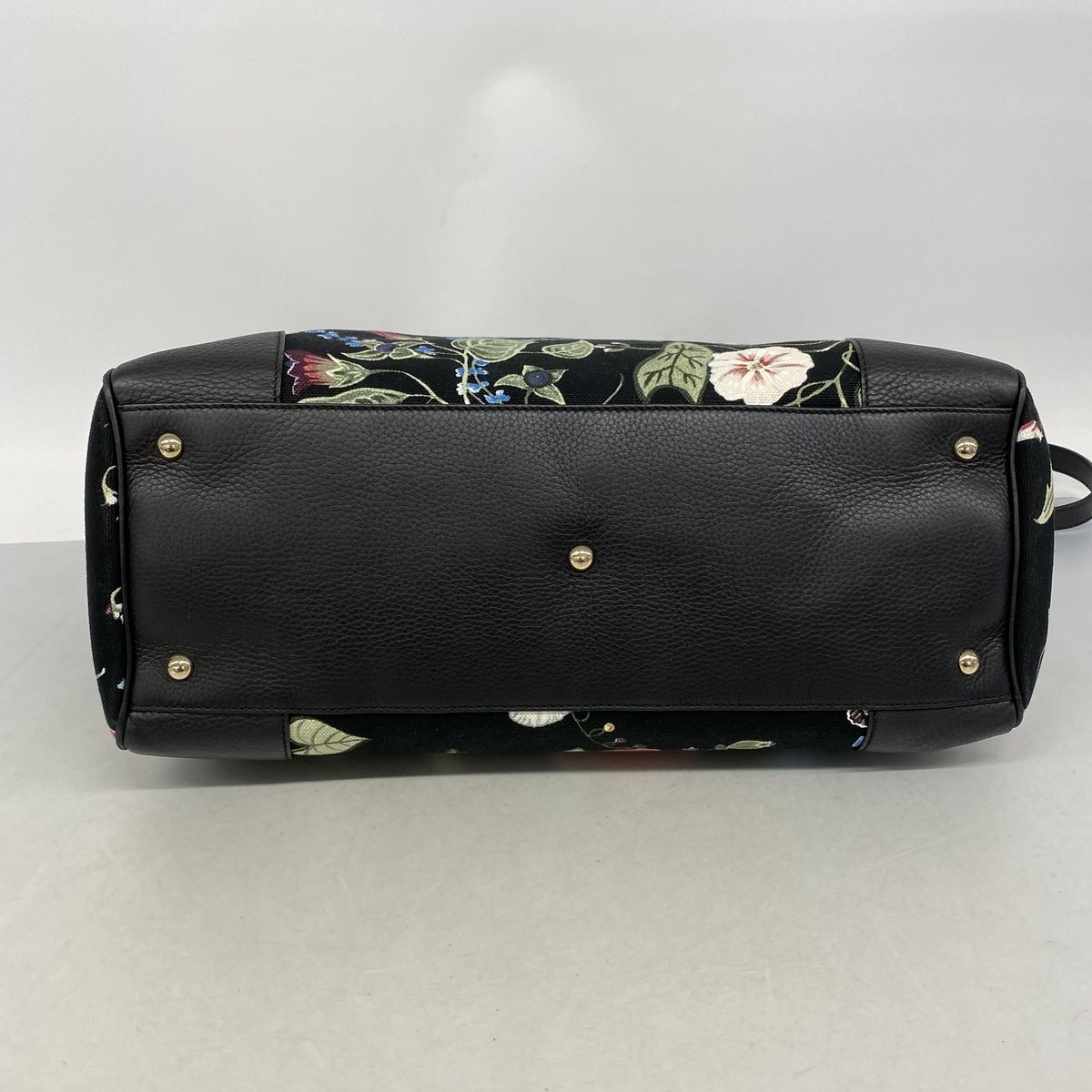 Gucci Tote GG Blooms Bamboo Canvas Black Multicolor Champagne Gold 2-Way — view 3