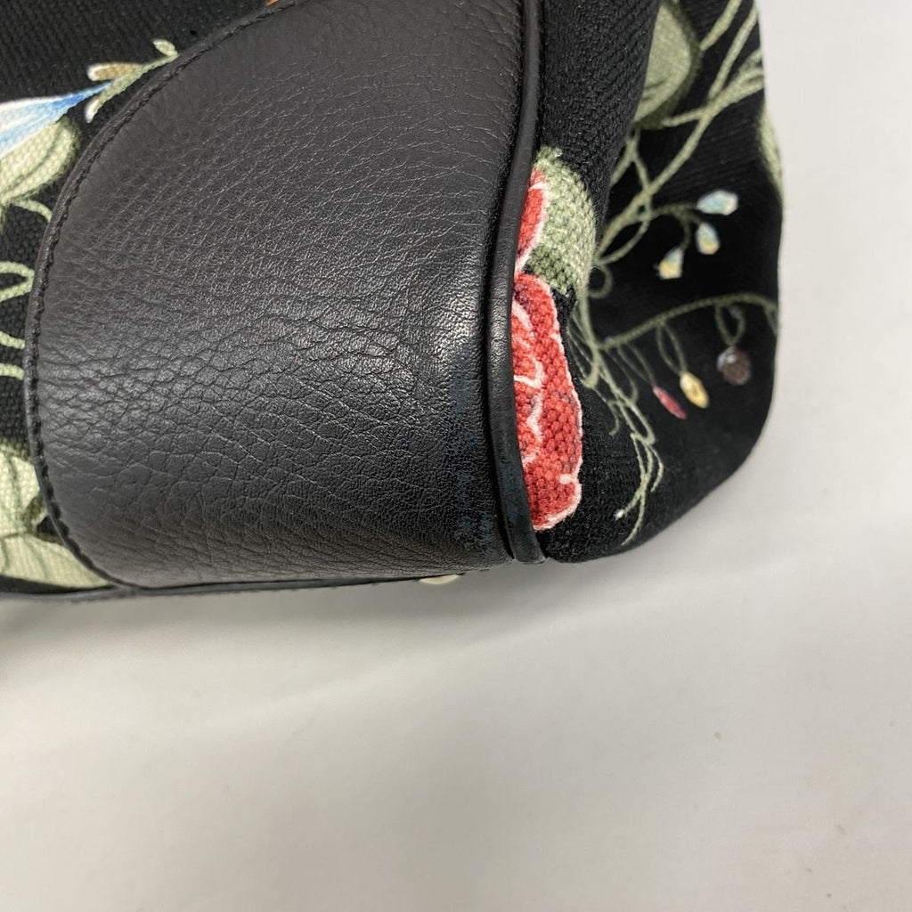 Gucci Tote GG Blooms Bamboo Canvas Black Multicolor Champagne Gold 2-Way — view 6