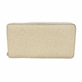 Gucci Wallet GG Embossed Leather Ivory Silver