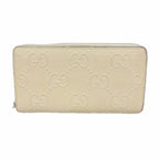 Gucci Wallet GG Embossed Leather Ivory Silver