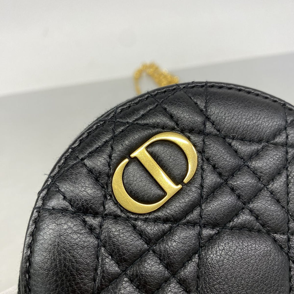 Dior Shoulder Bag Cannage Leather Black Gold — view 6