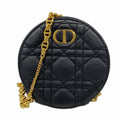 Dior Shoulder Bag Cannage Leather Black Gold