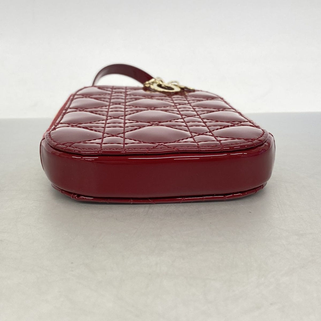 Dior Handbag Cannage Patent Bordeaux Gold 2-Way Bag — view 3