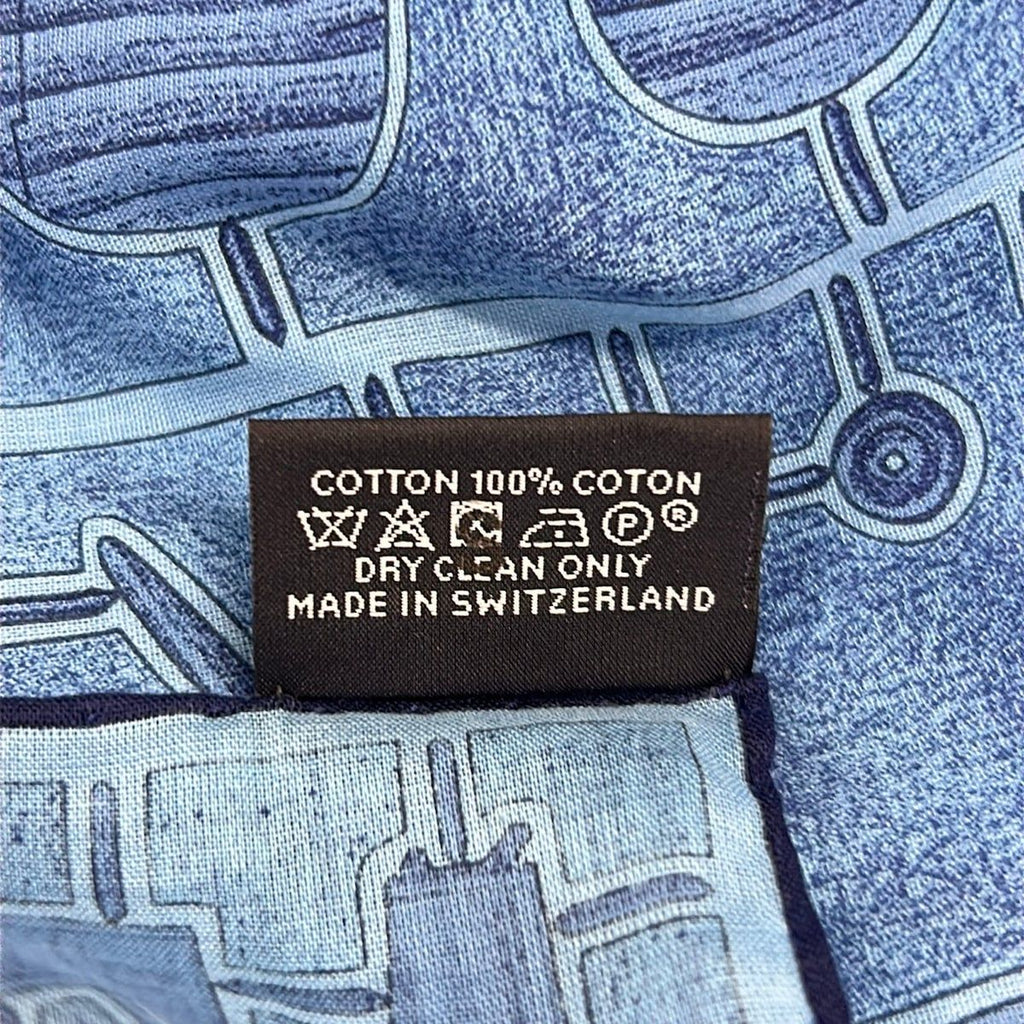Hermes Shawl Blue Cotton Scarf — view 3