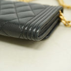 Chanel Wallet on Chain Boy Caviar Leather Black Gold Shoulder Bag — view 6