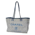 Chanel Chain Tote Deauville Tweed Navy Silver