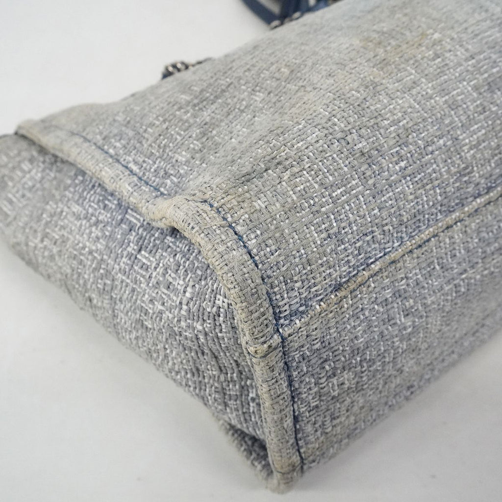 Chanel Chain Tote Deauville Tweed Navy Silver — view 6