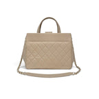 Chanel Business Affinity Shoulder Bag Beige Gold Quilted CC Logo Turnlock — view 3