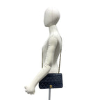 Chanel Vintage Quilted Coco Full Flap Lambskin Chain Shoulder Bag Navy — view 2